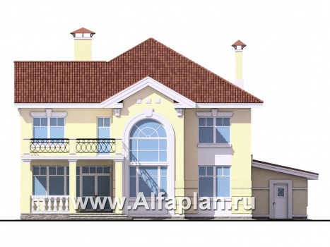 Проекты домов Альфаплан - «Елагин» - классический особняк с комфортной планировкой - превью фасада №4