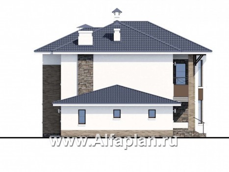 Проекты домов Альфаплан - «Статский советник» - комфортабельный коттедж в современном стиле с гаражом - превью фасада №3