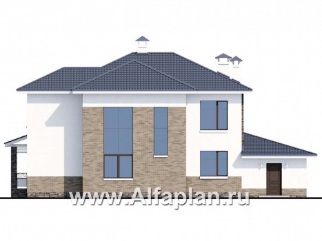 Проекты домов Альфаплан - «Статский советник» - комфортабельный коттедж в современном стиле с гаражом - превью фасада №4