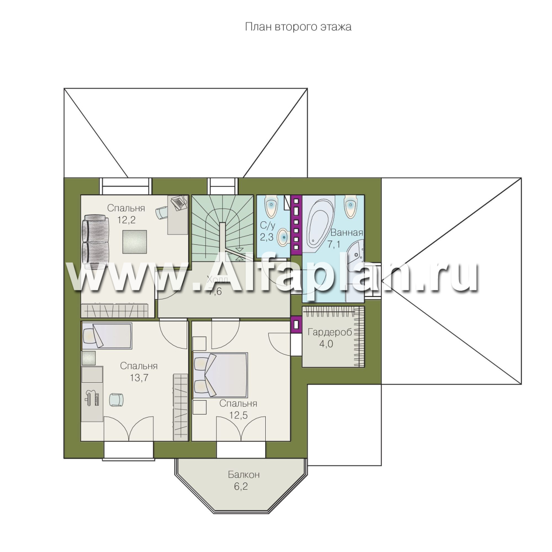 Проекты домов Альфаплан - Дом из газобетона «Шевалье плюс» с цокольным этажом - изображение плана проекта №3