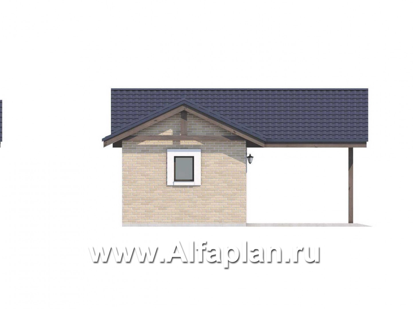 Проекты домов Альфаплан - Навес стоянка для 2 авто с небольшой кладовой - изображение фасада №3