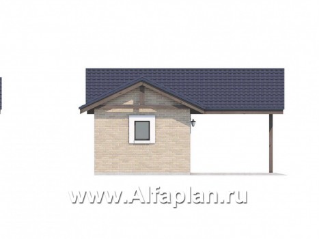 Проекты домов Альфаплан - Навес стоянка для 2 авто с небольшой кладовой - превью фасада №3