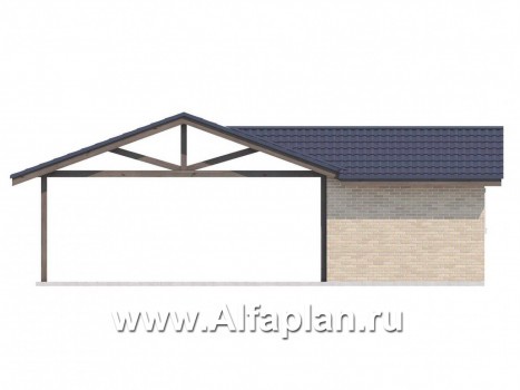 Проекты домов Альфаплан - Навес стоянка для 2 авто с небольшой кладовой - превью фасада №4