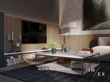 Проекты домов Альфаплан - «Виньон» - проект одноэтажного дома, планировка с большой террасой, 2 спальни - превью дополнительного изображения №5