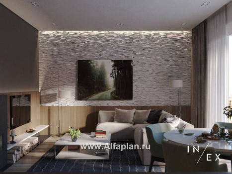 Проекты домов Альфаплан - «Виньон» - проект одноэтажного дома с большой террасой - превью дополнительного изображения №6