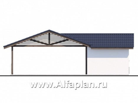 Навес стоянка для 2 авто с небольшой кладовой, в современном стиле - превью фасада дома