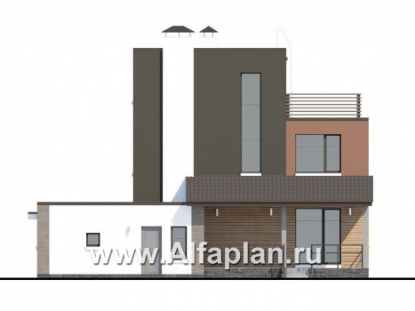 «Рефлекс» - проект двухэтажного дома с гаражом, с террасой, с эксплуатируемой кровлей - превью фасада дома