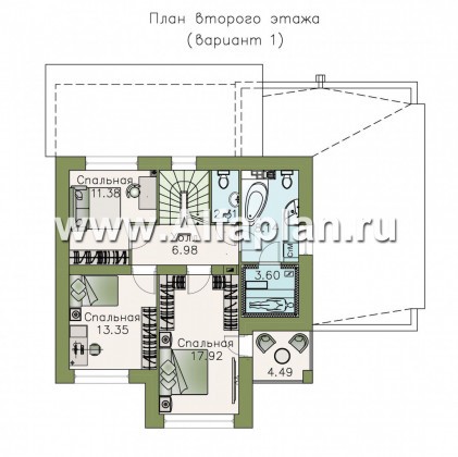 «Рефлекс» - проект двухэтажного дома с гаражом, с террасой, с эксплуатируемой кровлей - превью план дома