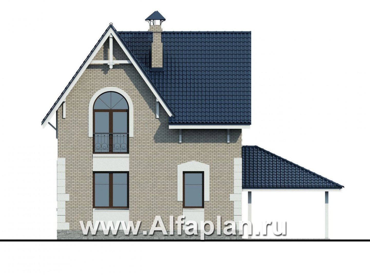 Проекты домов Альфаплан - Дом из газобетона «Оптима» для загородного отдыха - изображение фасада №4