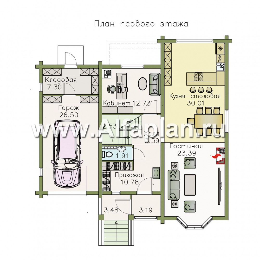 Проекты домов Альфаплан - «АльфаВУД» - изображение плана проекта №2
