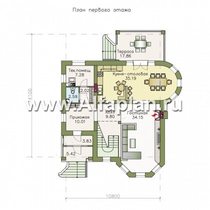 Проекты домов Альфаплан - «Золотая середина» - коттедж с жилой мансардой - превью плана проекта №1