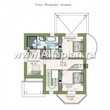 Проекты домов Альфаплан - «Золотая середина» - коттедж с жилой мансардой - превью плана проекта №2