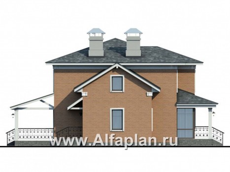 Проекты домов Альфаплан - «Портал» - двухэтажный классический коттедж - превью фасада №3
