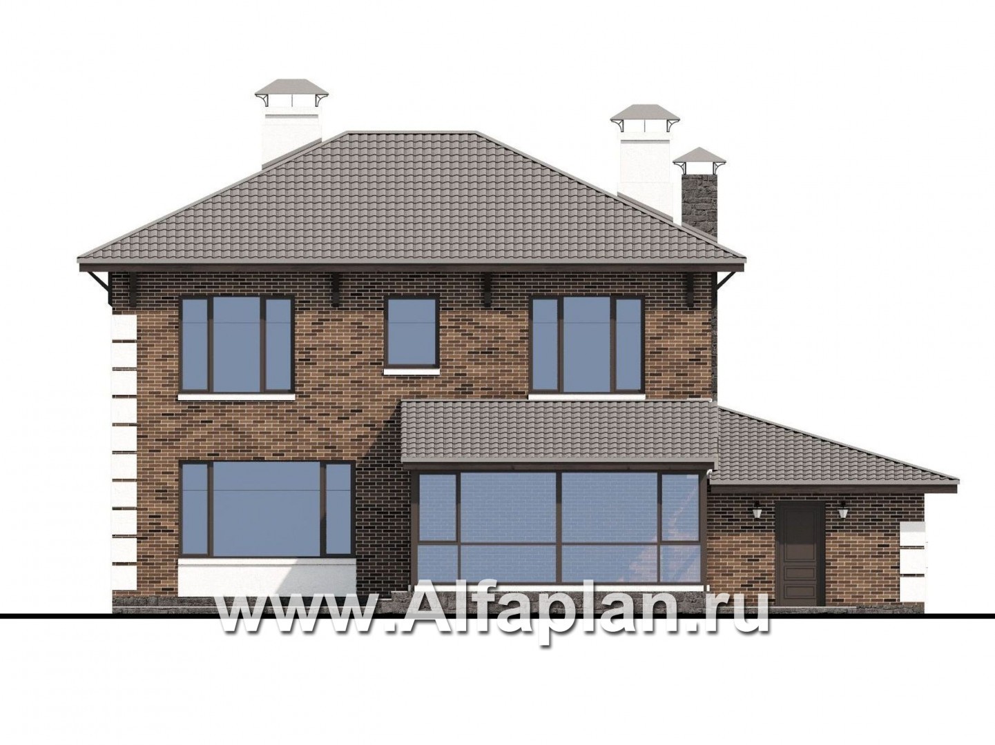 Проекты домов Альфаплан - «Седьмая высота» - стильный коттедж с гаражом и просторной верандой - изображение фасада №4