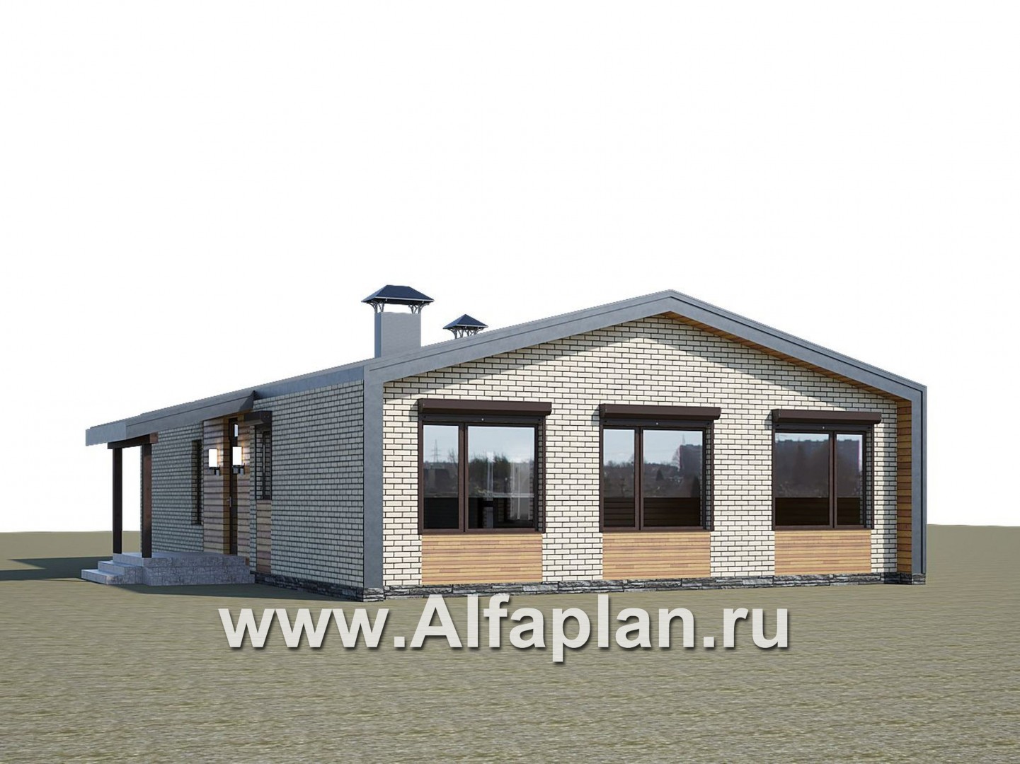 Проекты домов Альфаплан - «Йота» - каркасный дом с двускатной кровлей - дополнительное изображение №3