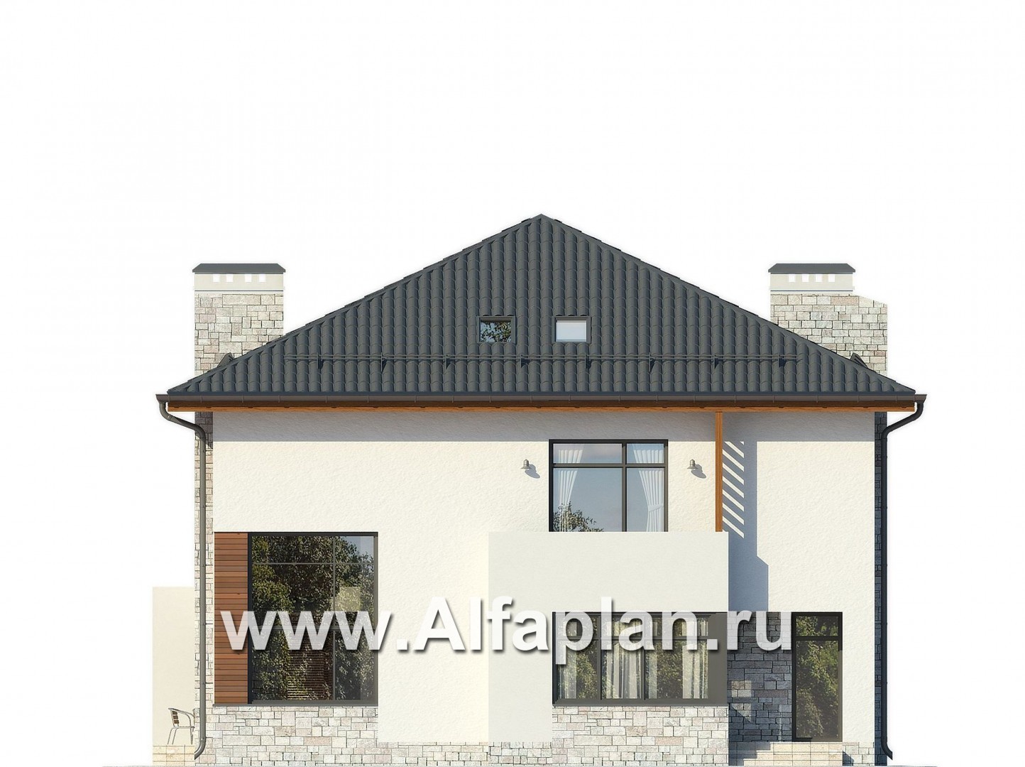 Проекты домов Альфаплан - Современный двухэтажный дом - изображение фасада №3