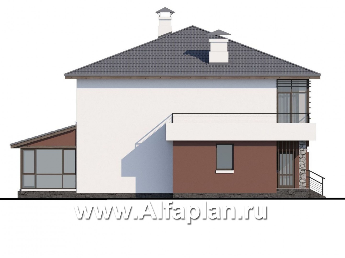 Проекты домов Альфаплан - «Выбор» - экономичный и комфортный современный дом - изображение фасада №3