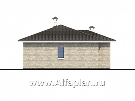 «Терпсихора» - проект одноэтажного дома из кирпича, с террасой, в современном стиле - превью фасада дома
