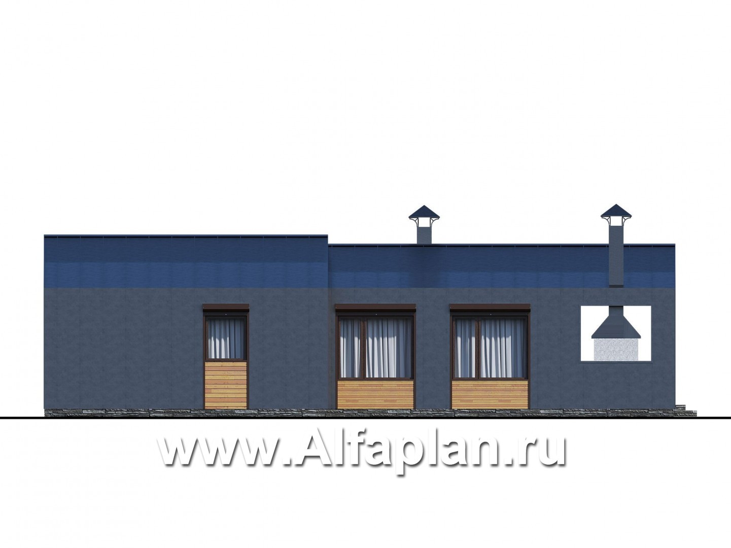 Проекты домов Альфаплан - «Лямбда» - просторный дом в современном стиле - изображение фасада №3