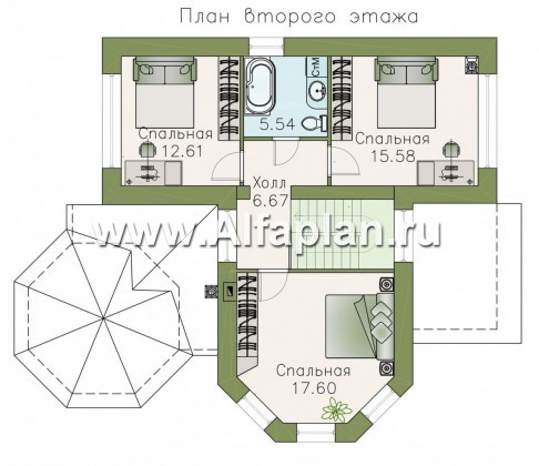Проекты домов Альфаплан - Двухэтажный дом с эркером - превью плана проекта №2