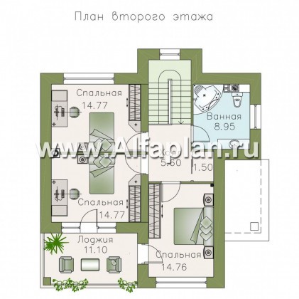 «Знаменка» - проект двухэтажного дома с балконом и с террасой, в современном стиле - превью план дома