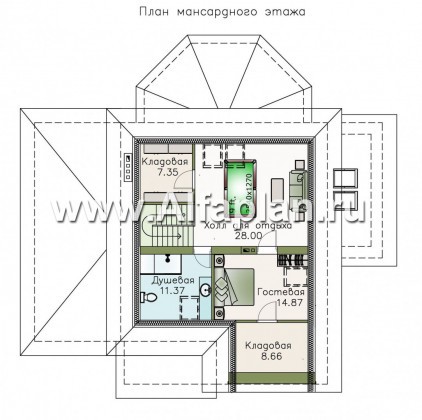 Проекты домов Альфаплан - «Фабула» - классический коттедж с гаражом и бильярдной - превью плана проекта №3
