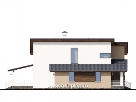Проекты домов Альфаплан - «Западный бриз» - рациональный дом с комнатой на первом этаже - превью фасада №3