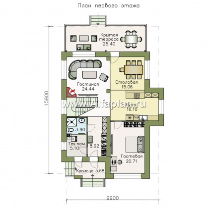 Проекты домов Альфаплан - «Ирида» - стильный современный дом - превью плана проекта №1