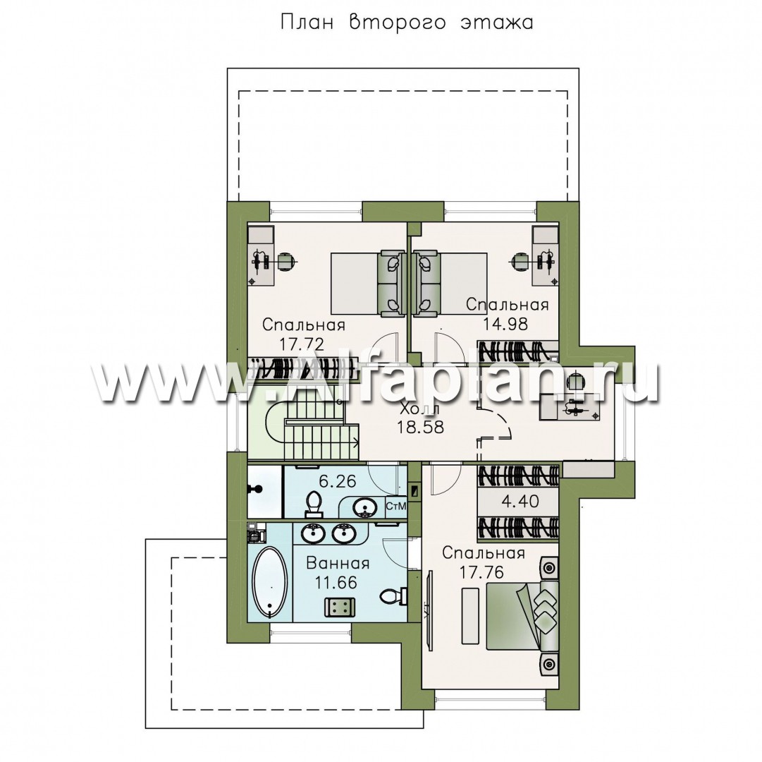 Проекты домов Альфаплан - «Борей» - стильный коттедж с односкатной крышей - изображение плана проекта №2