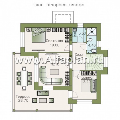 Проекты домов Альфаплан - «Квантум» - коттедж с односкатной крышей - превью плана проекта №2