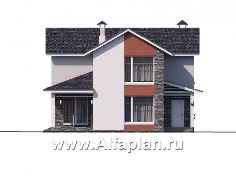 Проекты домов Альфаплан - Проект стильного компактного дома - превью фасада №1