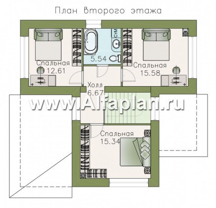 «Медиана» - проект двухэтажного дома из газобетона, с террасой - превью план дома