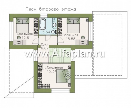 «Медиана» - проект двухэтажного дома из газобетона, с террасой и гаражом-навесом - превью план дома