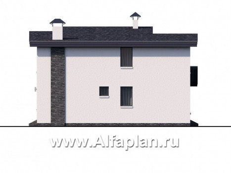 Проекты домов Альфаплан - "Модена" -стильный дом, односкатная крыша - превью фасада №2