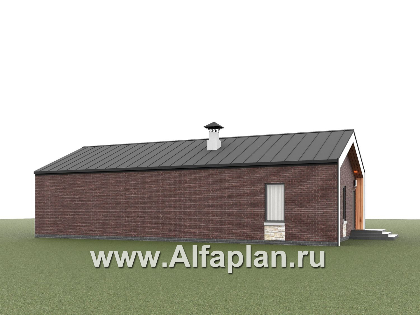 "Шоколад" - проект оригинального одноэтажного дома в стиле барн, две спальни, гостиная и столовая со вторым светом, и квартира-студия - дизайн дома №2