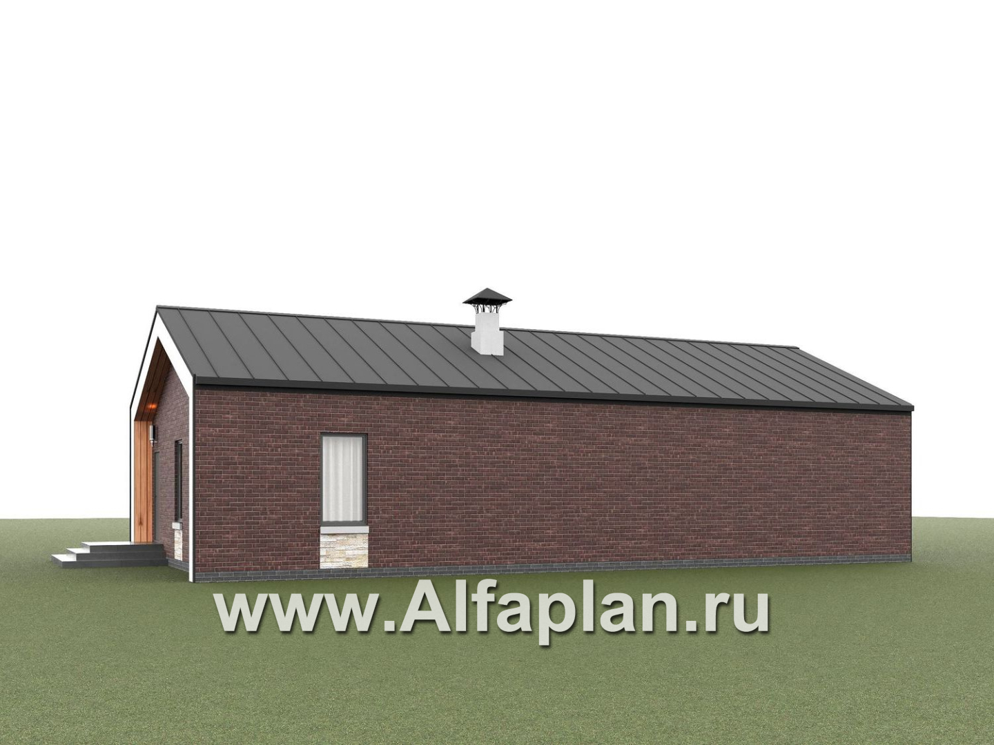"Шоколад" - проект оригинального одноэтажного дома в стиле барн, две спальни, гостиная и столовая со вторым светом, и квартира-студия - дизайн дома №2
