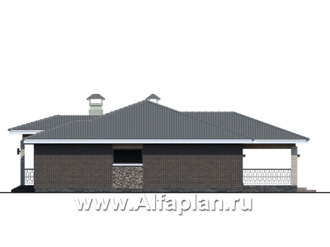 «Алькор» - проект одноэтажного дома из газобетона, мастер спальня, кладовка при кухне - превью фасада дома