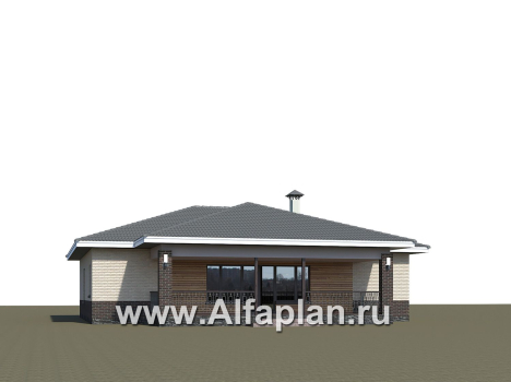 «Алькор» - проект одноэтажного дома, мастер спальня, кладовая при кухне, коттедж с террасой и гаражом на 2 авто - превью дополнительного изображения №2