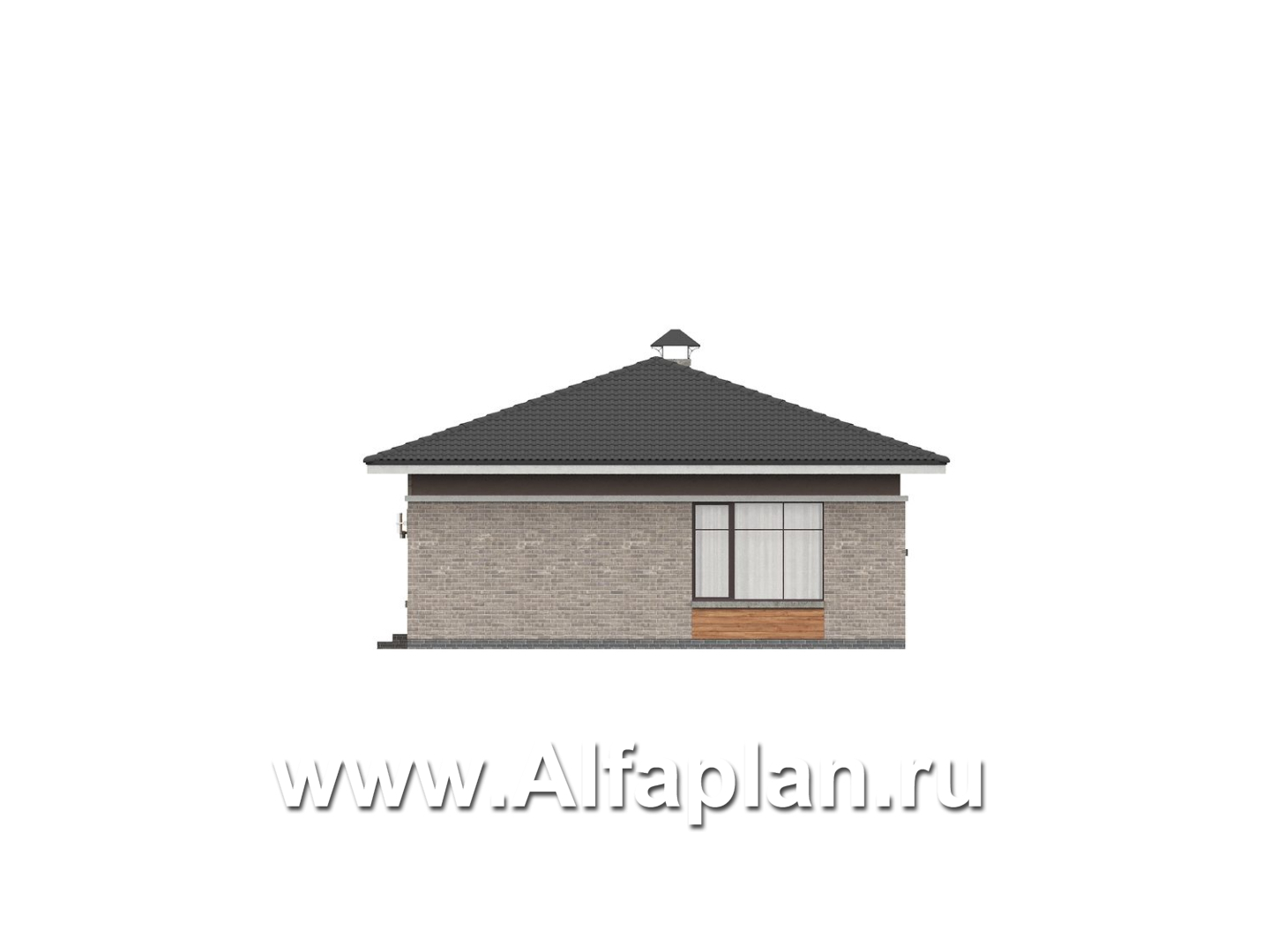 «Ваниль» - проект одноэтажного дома, 4 спальни, сауна, в стиле Райта - фасад дома