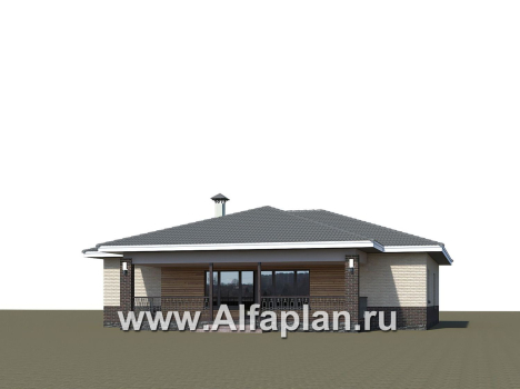 «Алькор» - проект одноэтажного дома, мастер спальня, кладовая при кухне, коттедж с террасой и гаражом на 2 авто - превью дополнительного изображения №2