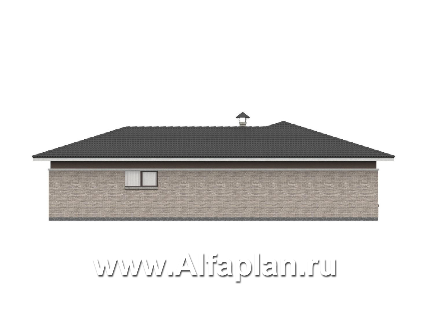 «Ваниль» - проект одноэтажного дома, 4 спальни, сауна, в стиле Райта - фасад дома