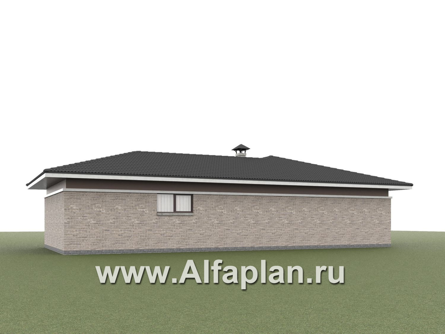 «Ваниль» - проект одноэтажного дома, 4 спальни, сауна, в стиле Райта - дизайн дома №4