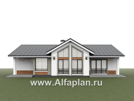 «Любашино» - проект современного одноэтажного дома из газобетона, мастер спальня и детская, с террасой и сауной - превью дополнительного изображения №3