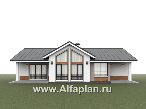 «Любашино» - проект современного одноэтажного дома из газобетона, мастер спальня и детская, с террасой и сауной - превью дополнительного изображения №3