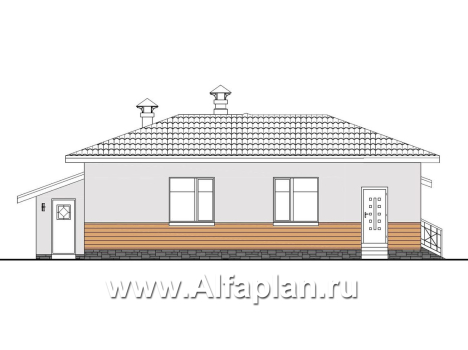 «Пассия» - проект одноэтажного дома, с сауной, с террасой и с гаражом, в современном стиле - превью фасада дома