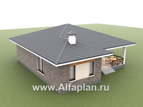 «Эдем» - проект одноэтажного дома, с оригинальным планом,  3 спальни, с угловой террасой - превью дополнительного изображения №7