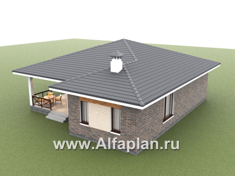 «Эдем» - проект одноэтажного дома, с оригинальным планом,  3 спальни, с угловой террасой - превью дополнительного изображения №7